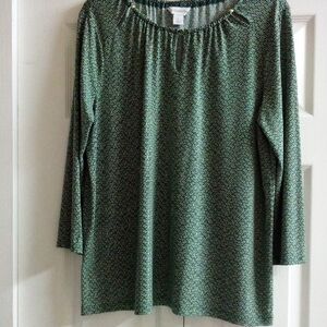 Liz Claiborne 3/4 Sleeves Green Women's Blouse💚